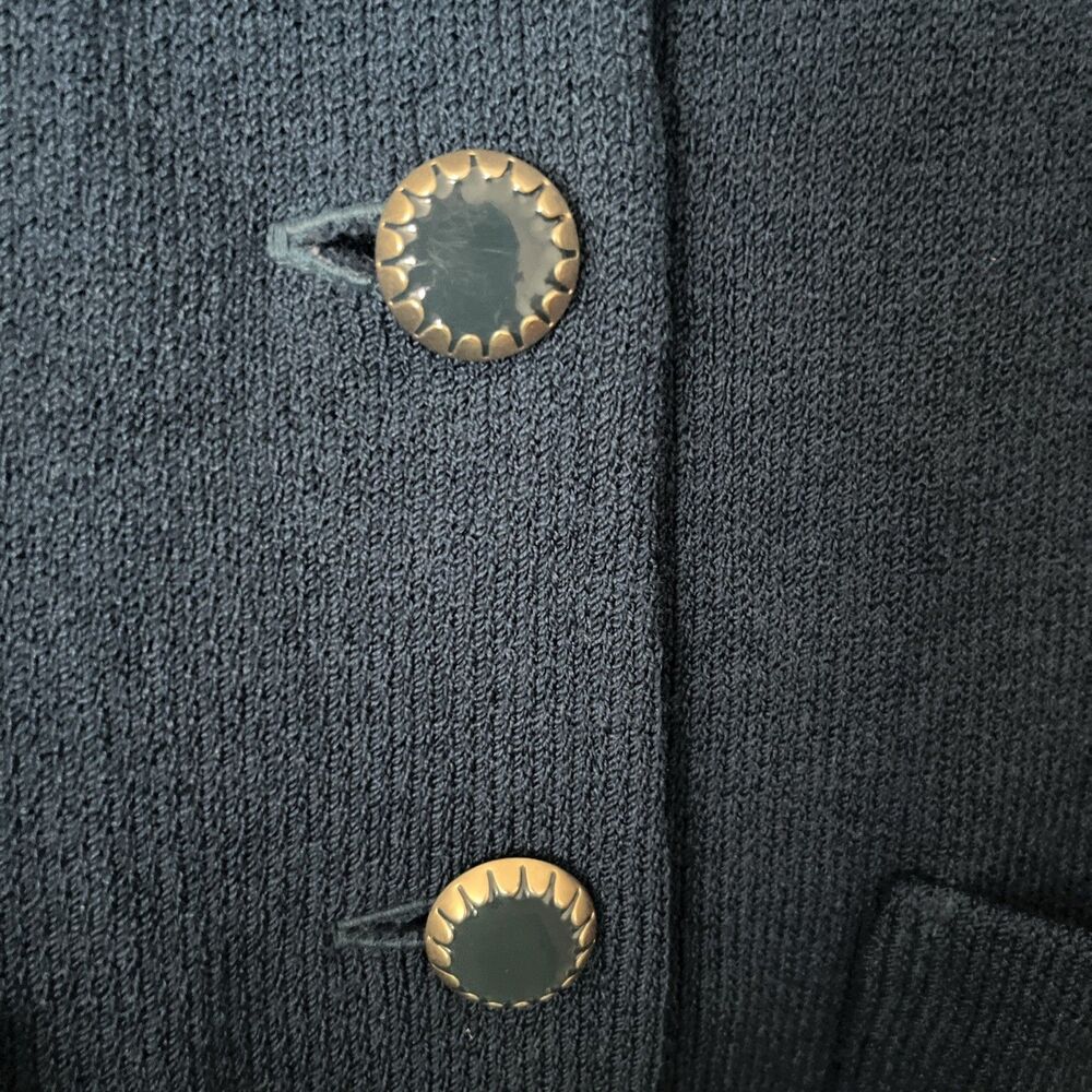 St John Collection Blue Textured Knit 3 Button Blazer Jacket Wool Blend Size 12 - Picture 5 of 7